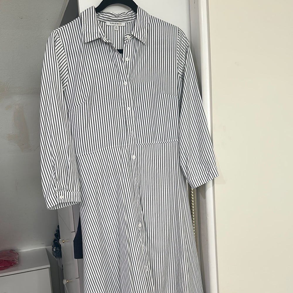 Purple Snow Black and White Striped dress
